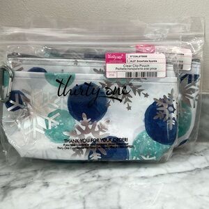 2 Thirty one bag clear clip pouch (AL 07 Snowflake sparkle) NIP -2/$9each=$18